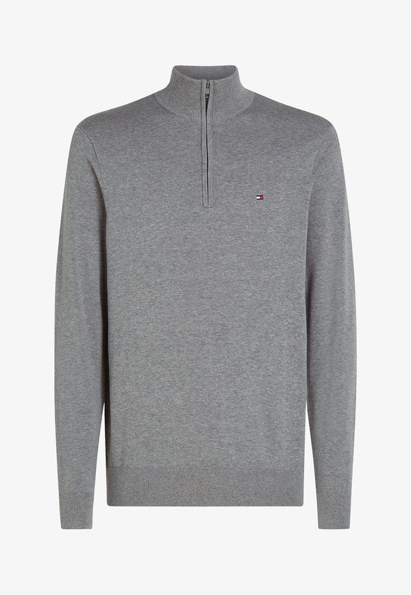 Tommy Hilfiger QUARTER ZIP MOCK NECK - Jumper - medium grey heather
