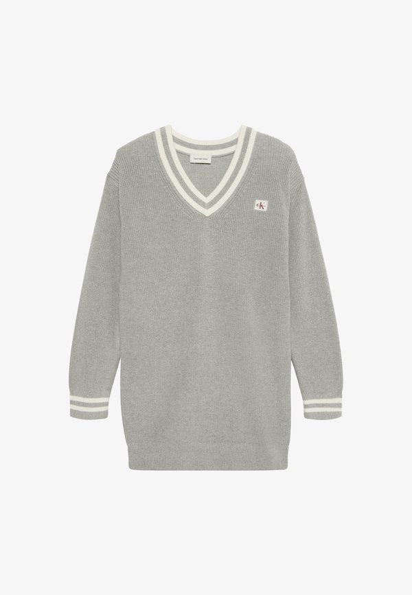 Calvin Klein Jeans LABEL DRESS - Jumper dress - grey heather