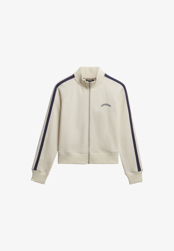 Superdry & Co ATHLETIC ESSENTIALS LOGO TRACK  - Zip-up sweatshirt - desert bone off white