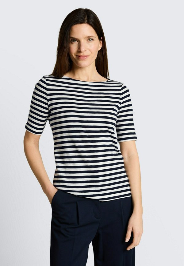 TOM TAILOR TOM TAILOR T-SHIRT T-SHIRT MIT STREIFENMUSTER - Print T-shirt - navy offwhite stripe