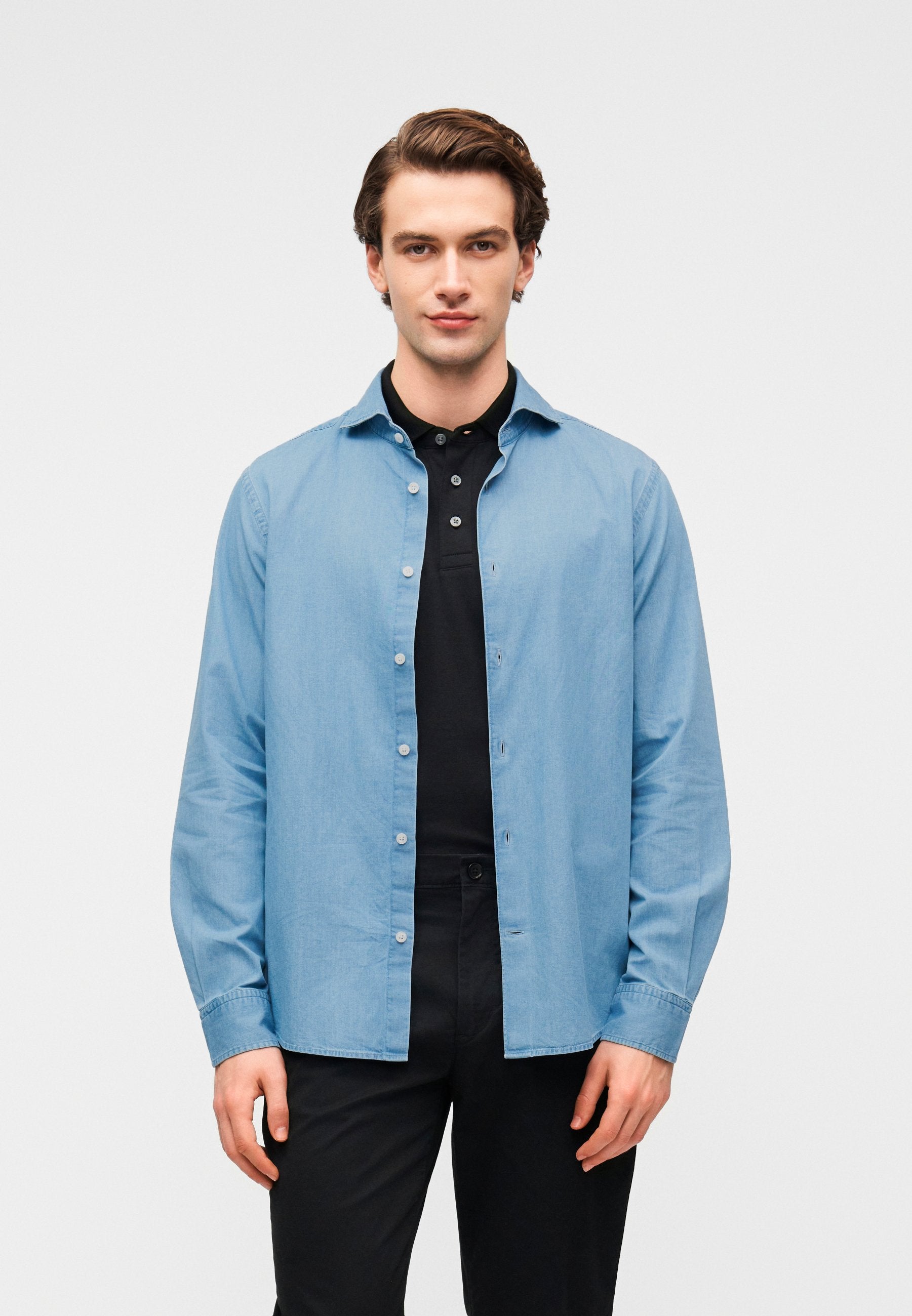 SMART CASUAL SLIM FIT DENIM SHIRT Media 3