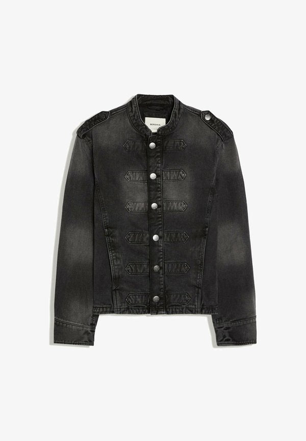 Bershka BUTTONED - JACKET - Denim jacket - black