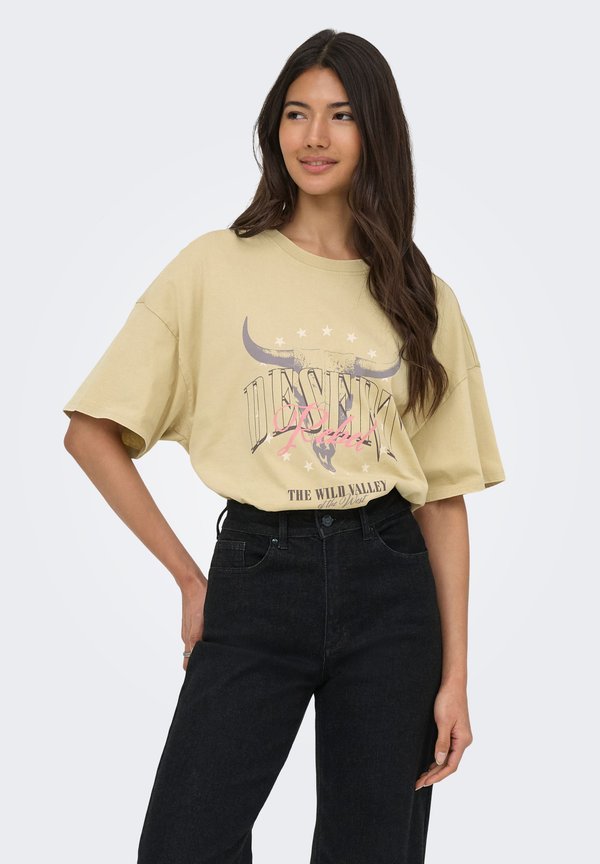 ONLY ONLMILA - Print T-shirt - pale khaki
