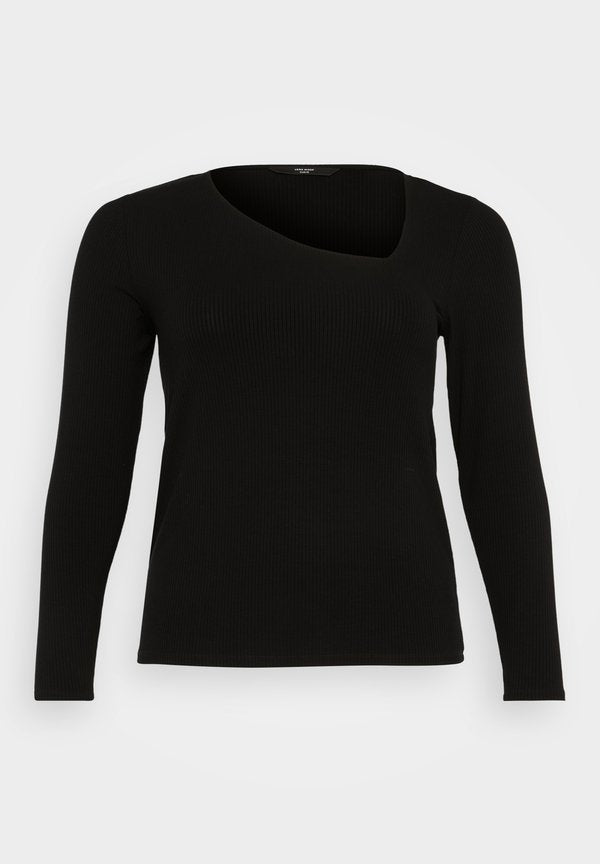 Vero Moda Curve VMCCARINA ASYMMETRIC  - Long sleeved top - black