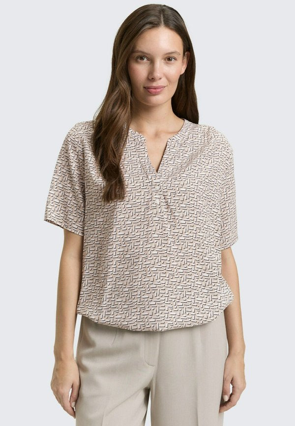 TOM TAILOR TOM TAILOR BLUSEN & SHIRTS BLUSE MIT MUSTER - Blouse - soft taupe geometric minimal