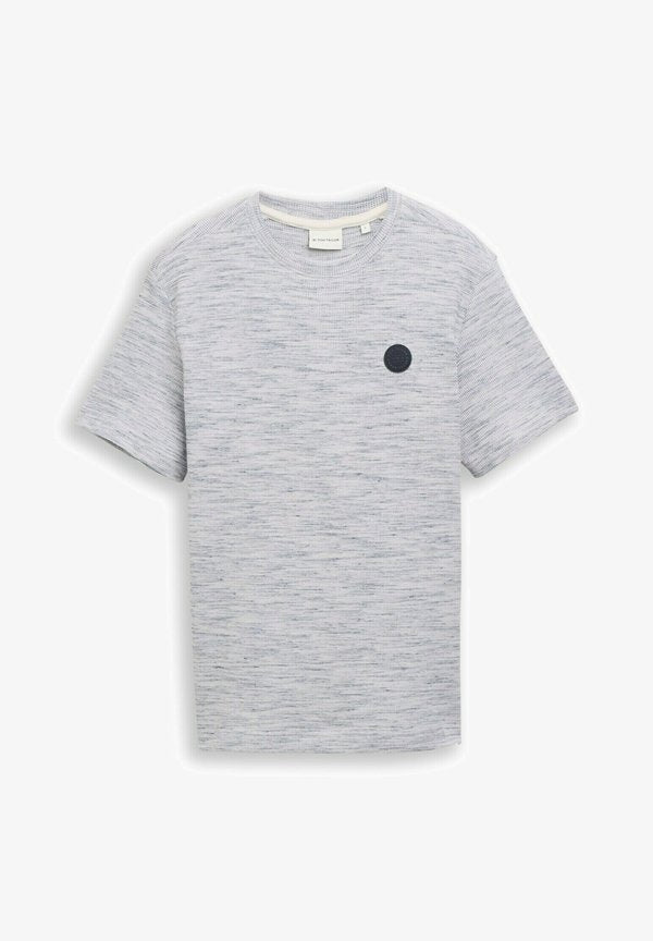 TOM TAILOR MIT WAFFELSTRUKTUR - Basic T-shirt - white grey waffle inject