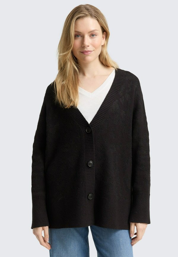 TOM TAILOR PULLOVER MIT GLITZER-EFFEKT - Cardigan - black lurex knit