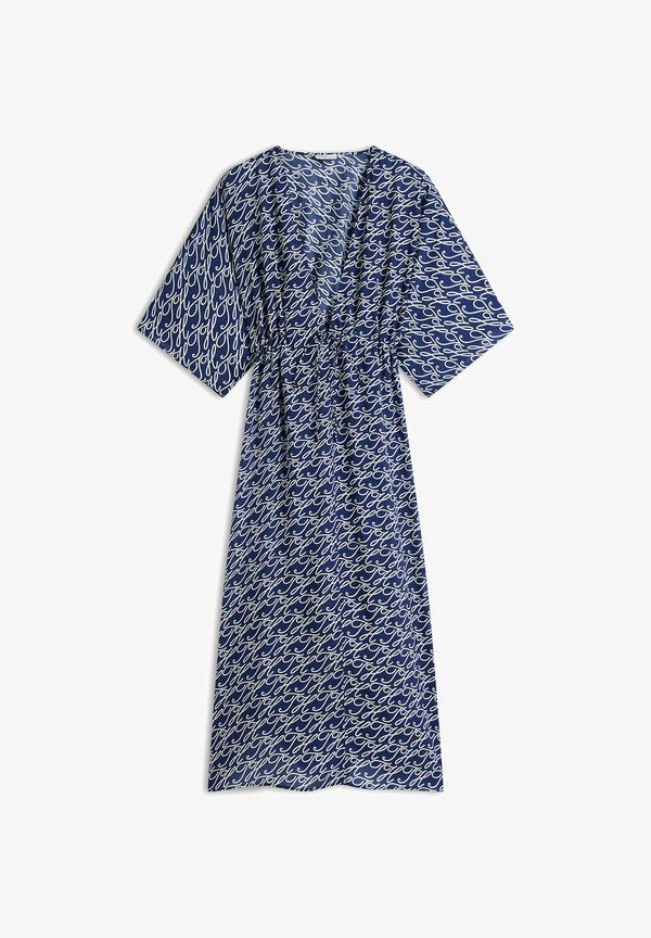 Tommy Hilfiger TOMMY HILFIGER PRINT LOW V-NECK KAFTAN - Beach accessory - th script preppy navy