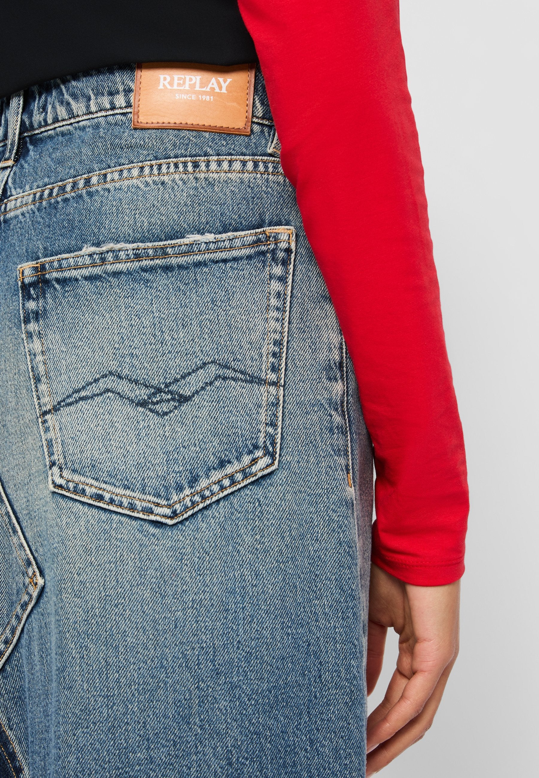 Replay PATCHWORK WASHED DENIM SKIRT