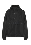 Schwarze Pulloverjacke mit Kapuze, ausgestattet mit einer Fronttasche und Reißverschluss seitlich. Logo "CHIENSEE" auf der Brust gedruckt, aus glattem Stoff gefertigt.