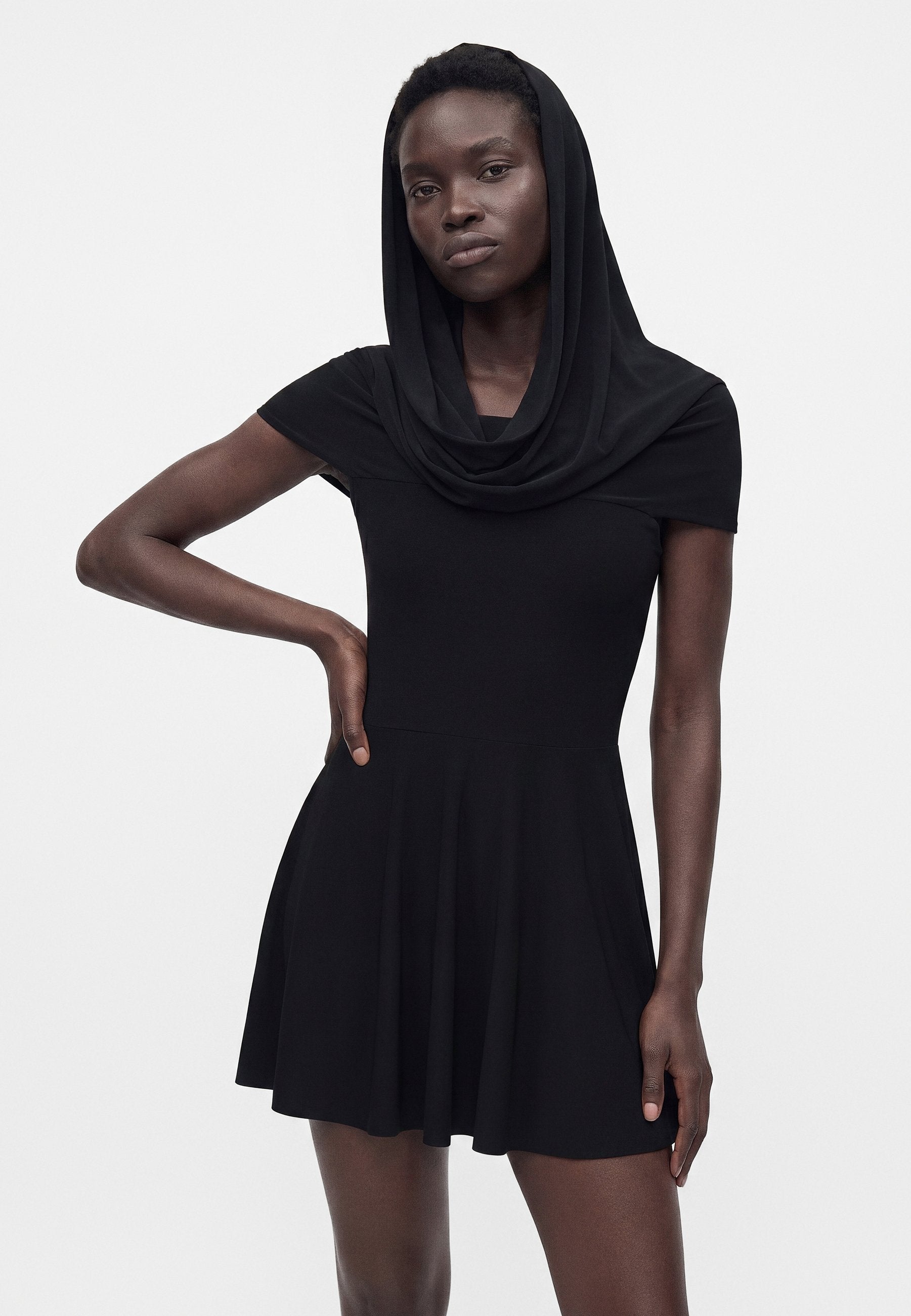 Norma Kamali COWL NECK HOODED PICKLEBALL DRESS