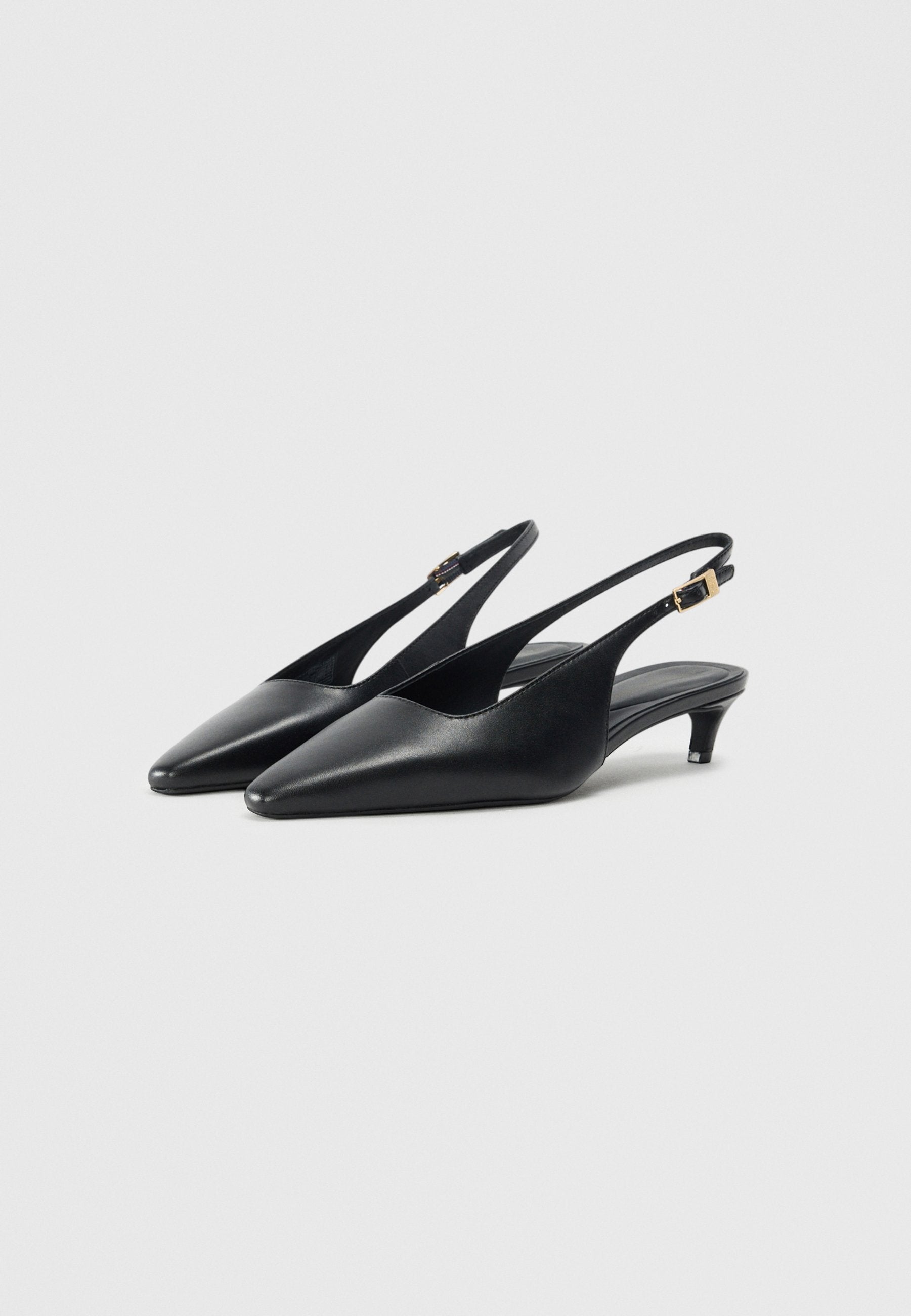 TH MONOGRAM LEATHER SLINGBACK KITTEN HEELS Media 2