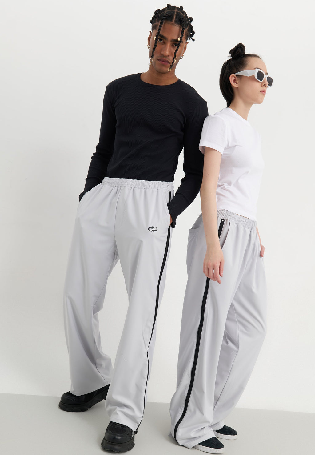 YOURTURN UNISEX SIDE-ZIP JOGGING TROUSERS