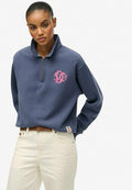 Superdry & Co NEON COLLARED HALF  - Sweatshirt - mariner navy
