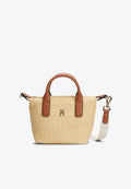 Tommy Hilfiger TH MONOGRAM RAFFIA CROSSBODY TOTE BAG - Handbag - natural raffia