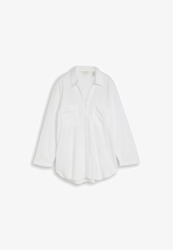 TOM TAILOR BLOUSE SHIRT - Button-down blouse - white