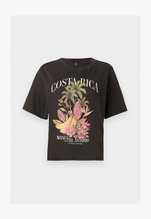 ONLY ONLLUCY BOXY - Print T-shirt - black