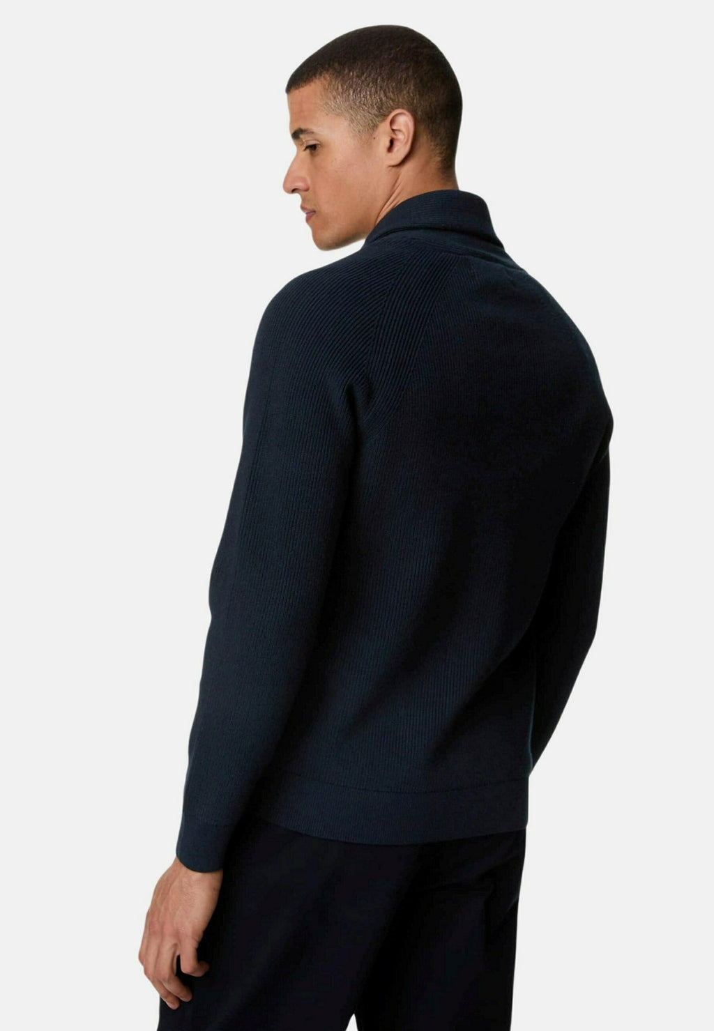 Marks & Spencer Cotton Blend Ribbed Shawl Collar