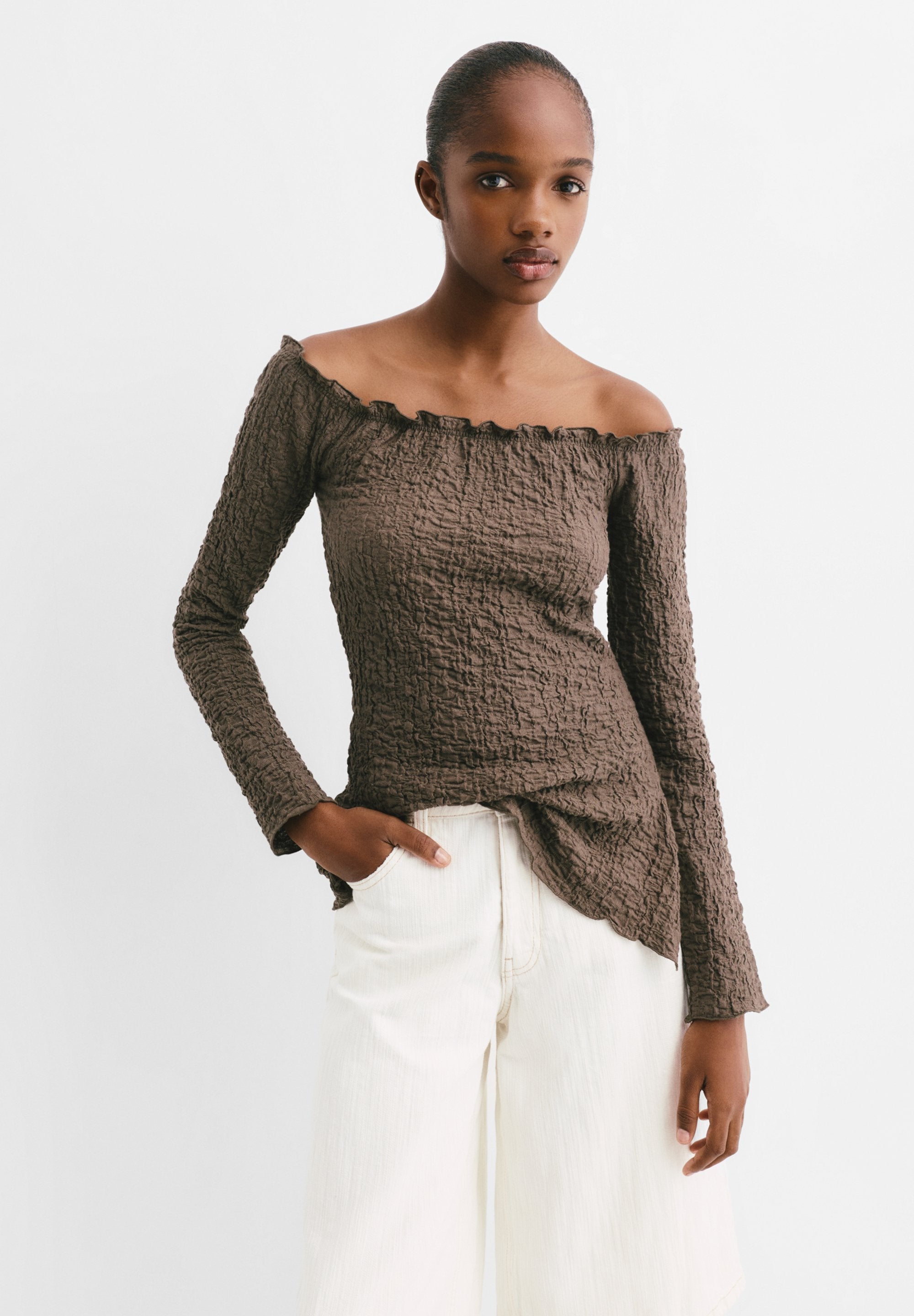 PULL&BEAR CREASED-EFFECT BARDOT