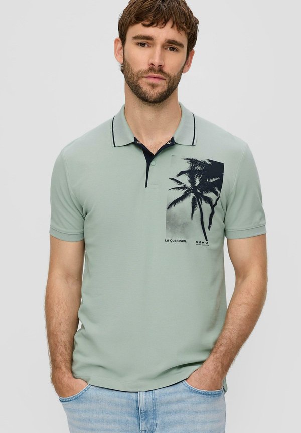 s.Oliver FRONTPRINT - Polo shirt - ozeangrün