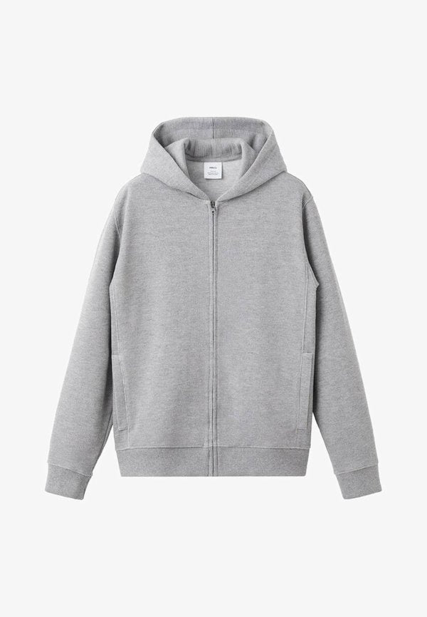 Mango Zip-up sweatshirt - mottled light grey