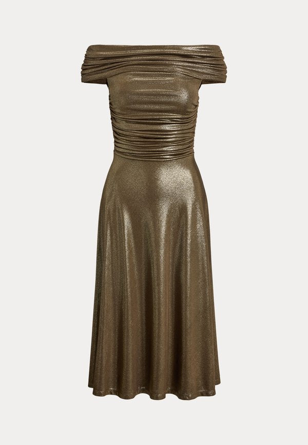 Lauren Ralph Lauren METALLIC OFF THE SHOULDER COCKTAIL DRESS