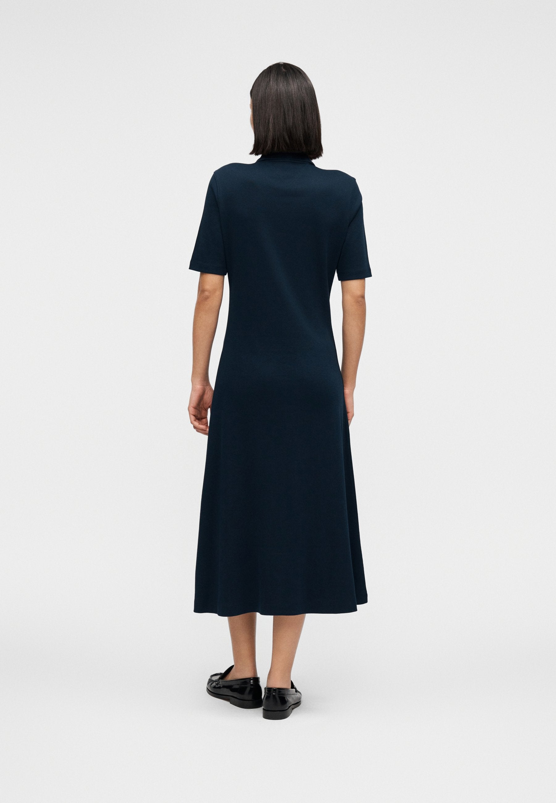 GOLD-TONE BUTTON MIDI POLO DRESS Media 4
