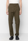 Khaki-Chinos aus Baumwollgemisch, mit geradem Bein, Reißverschluss und Knopfverschluss. Ideal für den Freizeitlook.