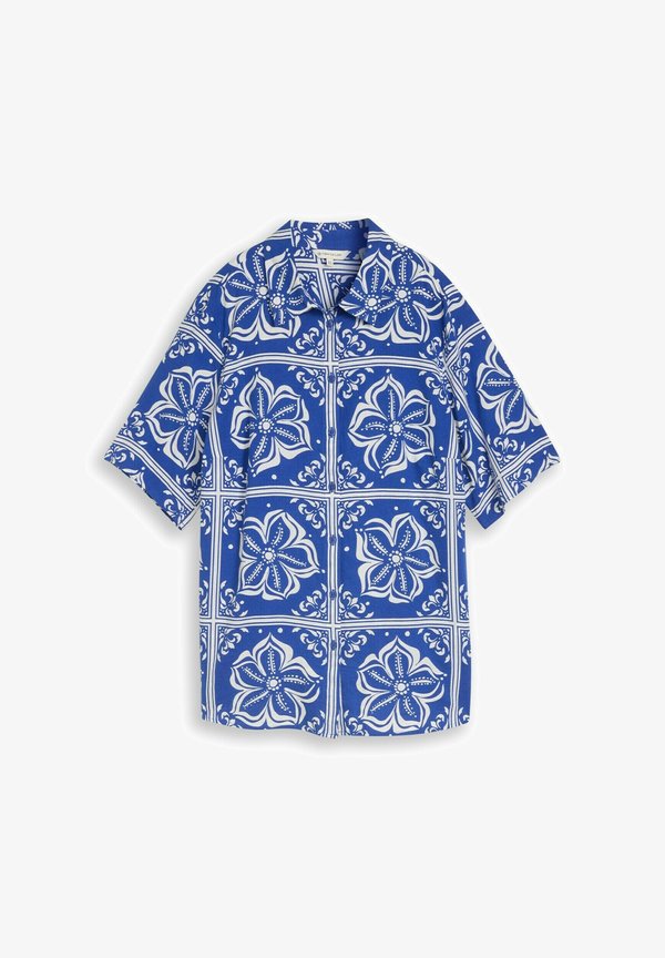TOM TAILOR Button-down blouse - blue flower tile design