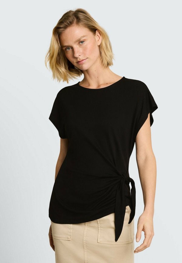 TOM TAILOR TOM TAILOR T-SHIRT T-SHIRT MIT KNOTENDETAIL - Basic T-shirt - deep black