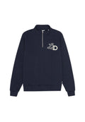 Marineblaues Sweatshirt mit hohem Kragen und Halbreißverschluss. Mit einem weißen "LD"-Logo auf der Brust sowie gerippten Bündchen und Saum. Hergestellt aus einer Baumwollmischung.