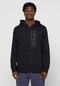 Schwarzer Zip-up-Hoodie aus weichem Stoff, mit einem bunten "HURLEY"-Logo auf der Vorderseite und Seitentaschen für mehr Komfort.