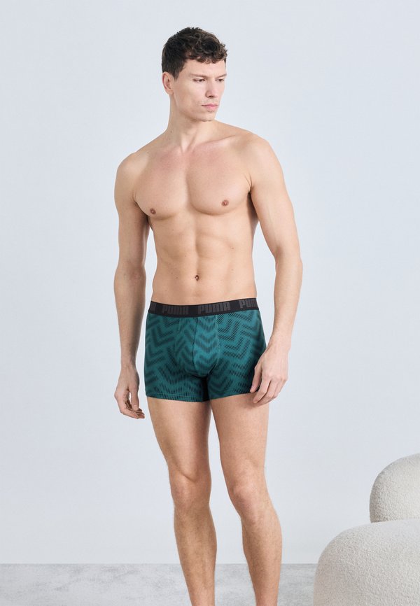 Puma MEN PRINTED 3 PACK - Boxer briefs - emerald ice/black