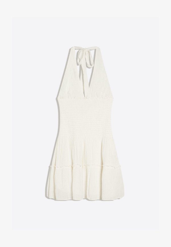 Bershka SHIMMERY RUFFLED MINI  - Day dress - white