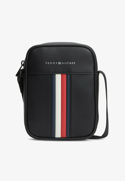 Tommy Hilfiger TOMMY HILFIGER SIGNATURE TAPE CROSSBODY REPORTER BAG - Cross body bag - black