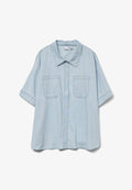Vero Moda Denim VMEMBERLY Denim - Button-down blouse - light blue denim