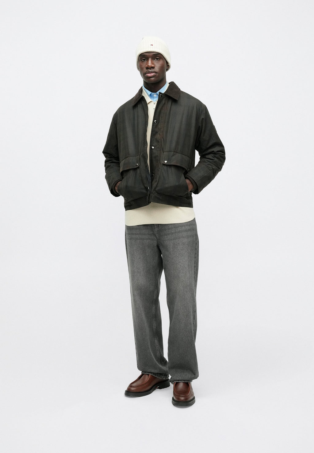 WAXED TARTAN CHECK RELAXED BARN JACKET Media 2