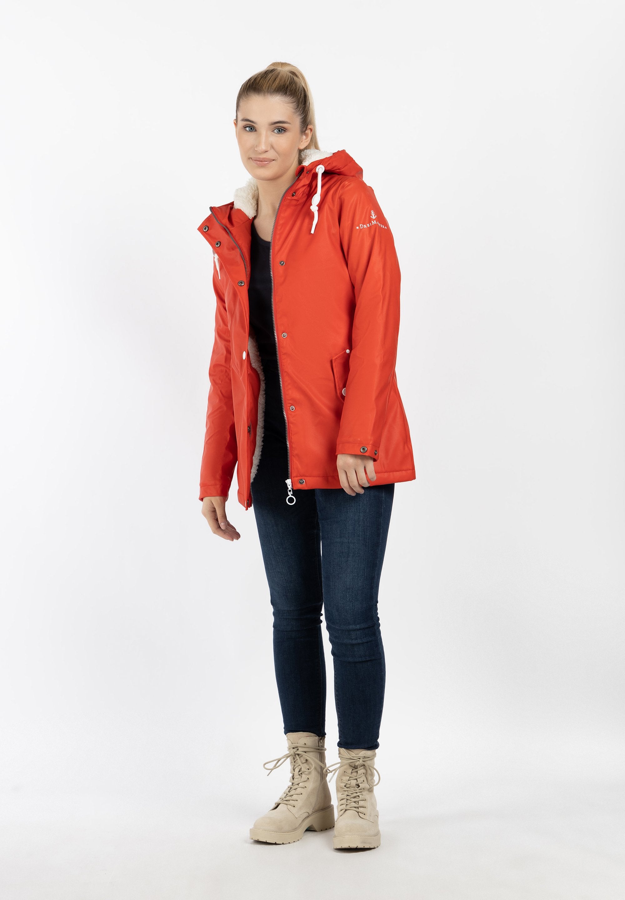 DreiMaster DREIMASTER REGENJACKE MIT WEBPELZFUTTER IN TEDDYOPTIK DRYMASTER