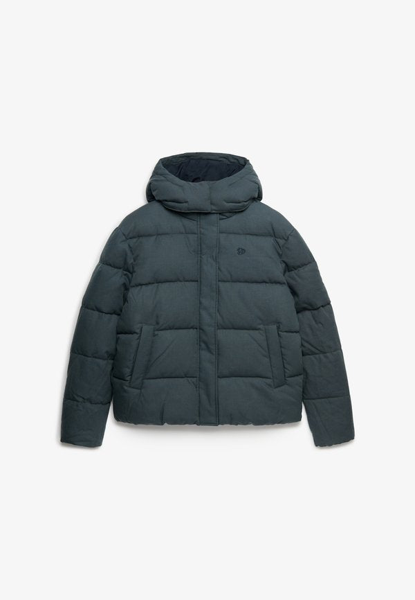 Superdry & Co SUPERDRY PREMIUM HOODED CHECK PUFFER JACKET.. - Winter jacket - olive navy check