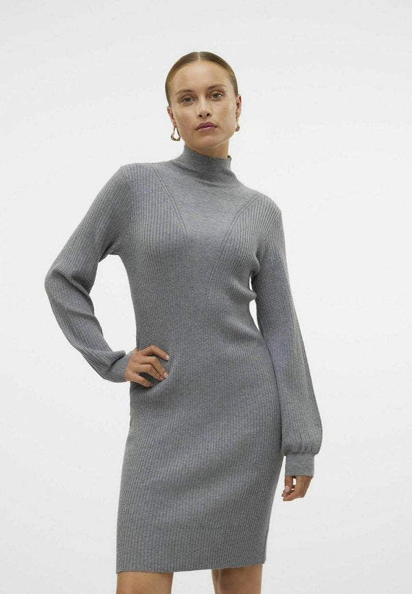 Vero Moda VMRAINA ABOVE KNEE - Jumper dress - medium grey melange
