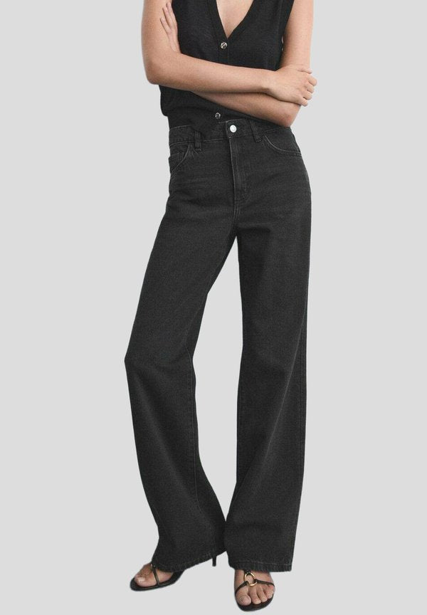 Mango Relaxed fit jeans - black denim