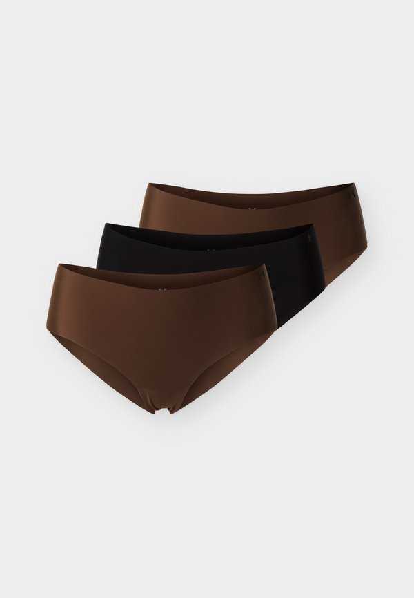 Under Armour PURE NO SHOW HIPSTER SOLID 3 PACK - Briefs - dark brown/black