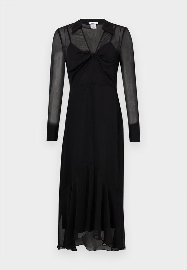 DKNY COLLAR KNOT FRONT MIDI