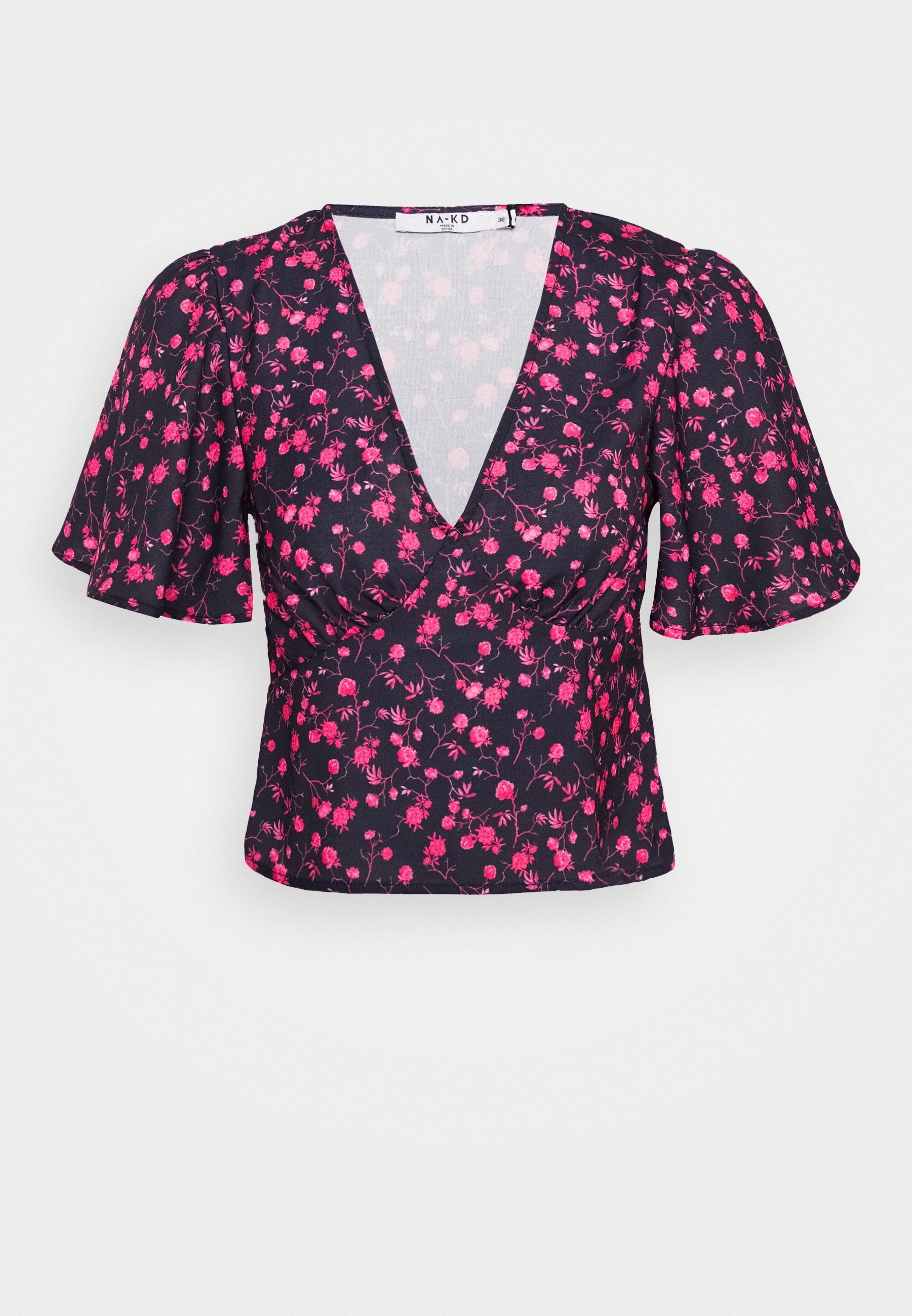 NA-KD ZALANDO X NA-KD V-NECK FLOWY BLOUSE