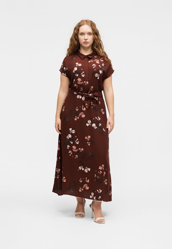 Vero Moda Curve VMCNEWHALLIE LONG DRESS - Maxi dress - brown