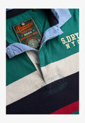 Superdry & Co VINTAGE CHESTBAND RUGBY - Polo shirt - pacific green chestband stripe