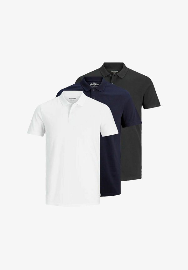 Jack & Jones 3 PACK  - Polo shirt - black   navy   white