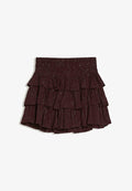 Bershka SPARKLY RUFFLED - MINI SKIRT - Pleated skirt - dark brown