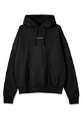 Schwarze Kapuzenjacke aus Baumwollmischung, mit einer Kängurutasche, Kordelzugkapuze und dem Frontlogo "PEGADOR" in Silber. Weicher Stoff, lockere Passform.