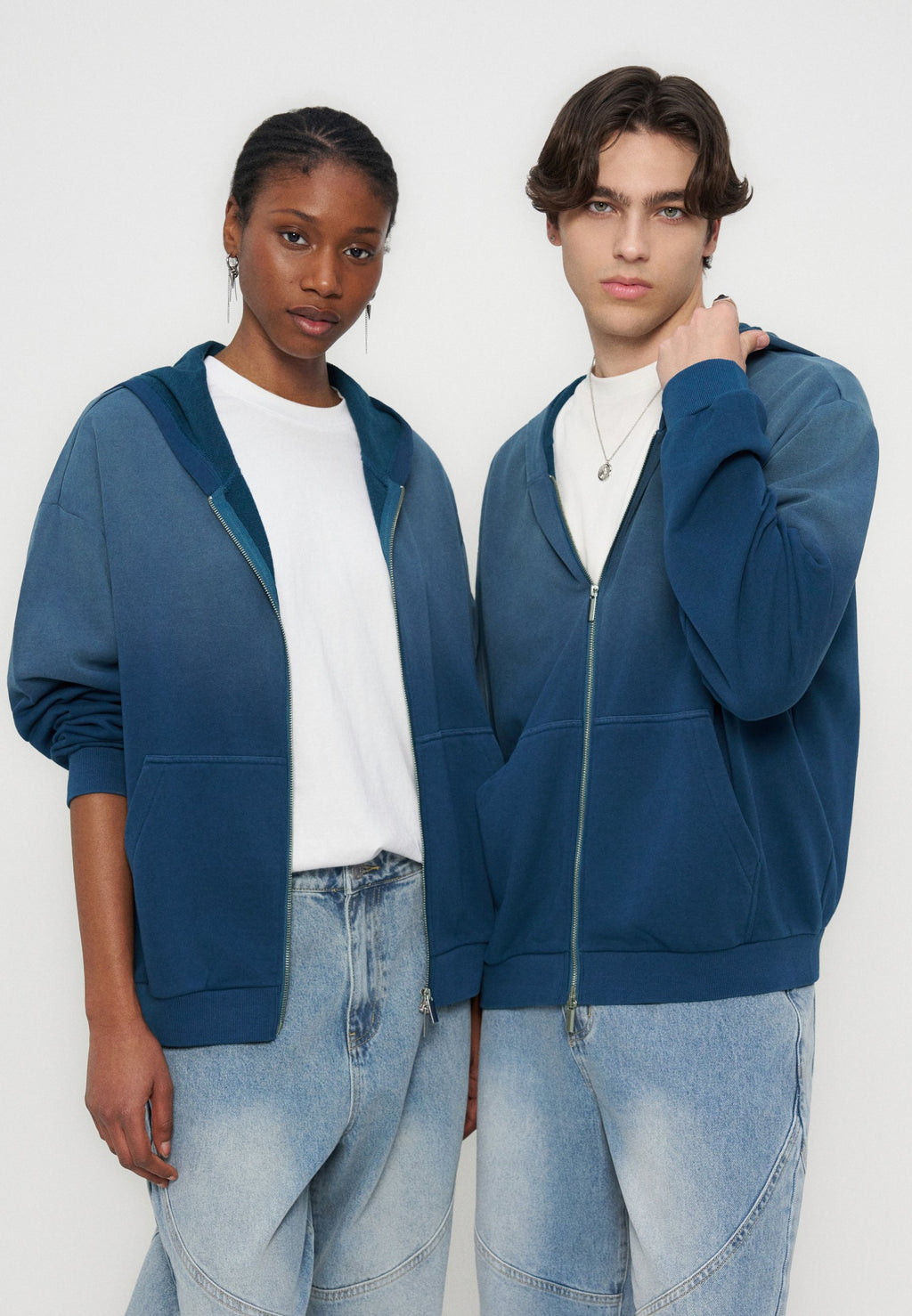 YOURTURN WASHED UP ZIP-UP HOODIE
